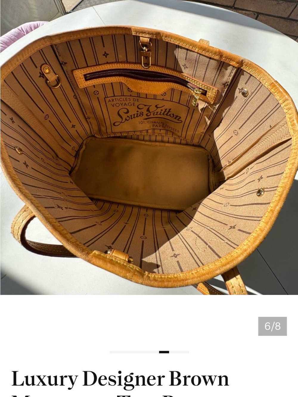 Louis Vuitton Monogram Canvas Tote in Brown and Tan ( Neverfull MM) - Picture 3 of 4